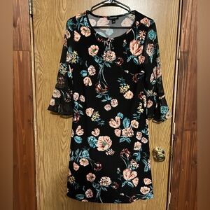 Black Floral Midi Dress